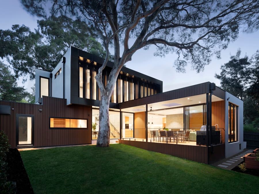 Home with a newly built addition